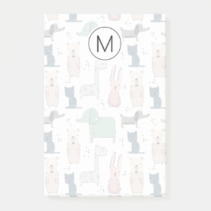 Cute Pastel Baby Animal Pattern Post-it Notes