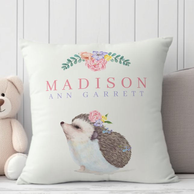 Cute pastel baby animal pink floral girl nursery cushion (Creator Uploaded)