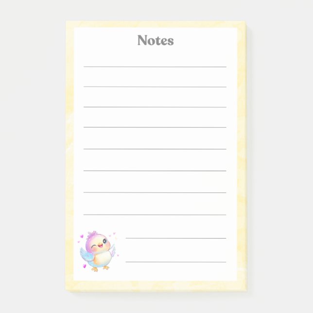 Cute Pastel Baby Bird Notepad (Front)