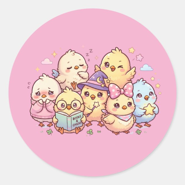 Cute Pastel Baby Chicks Sticker Sheet (Front)
