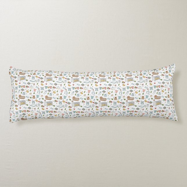 Cute Pastel Baby Nursery Pattern Body Pillow (Back)