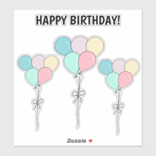 Cute pastel balloons happy birthday cartoons