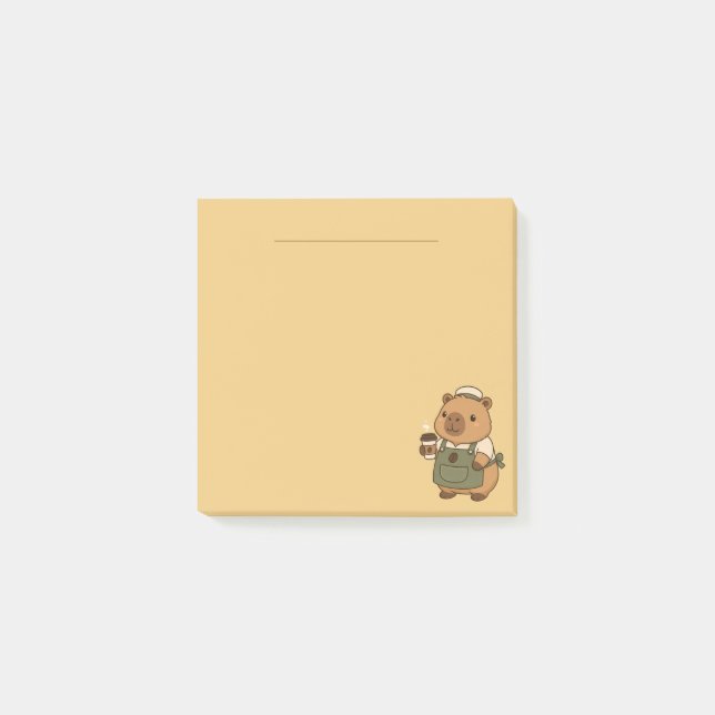 Cute Pastel Barista Capybara Post-it Notes (Front)