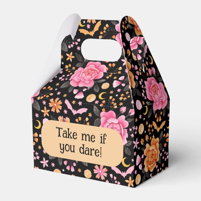 Cute Pastel Bats Halloween and Florals Favour Box (Front Side)
