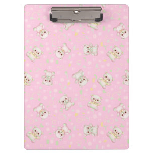 Cute Pastel Bear and Geometric Shapes Seamless Clipboard