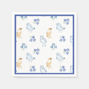 Cute pastel birds and floral seamless pattern   napkin