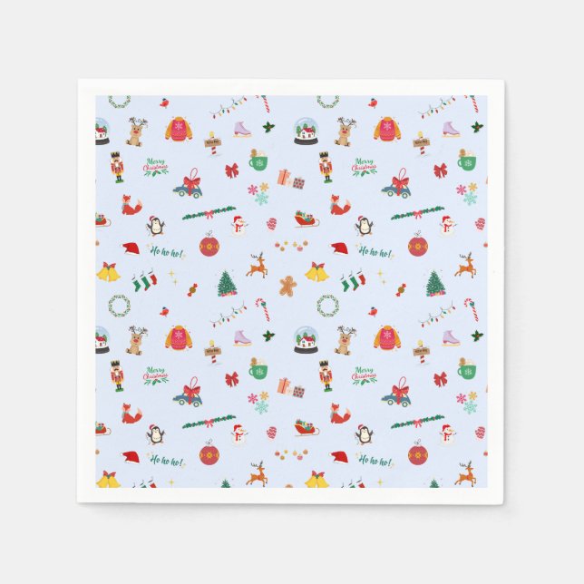 Cute pastel blue Christmas party decoration  Napkin (Front)