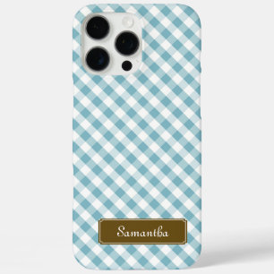 Cute Pastel Blue Gingham Pattern iPhone 16 Pro Max Case