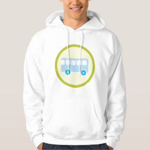 Cute Pastel Blue School Bus Icon Hoodie