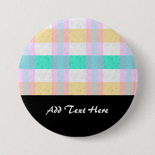 Cute Pastel Blue Yellow Teal Plaid Pattern 7.5 Cm Round Badge