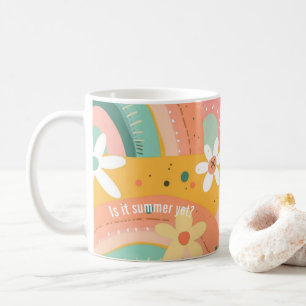 Cute Pastel Blush Teal Boho Flowers and Rainbow  Coffee Mug