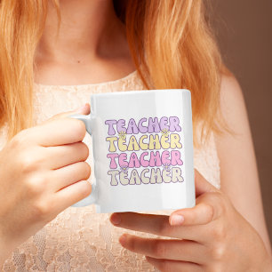 Cute Pastel Bold Groovy Teacher Coffee Mug