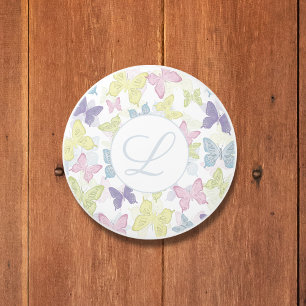 Cute Pastel Botanical Butterflies Ceramic Knob