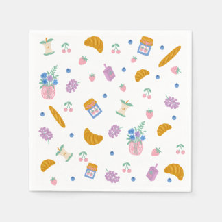 Cute Pastel Breakfast Pattern Paper Napkin