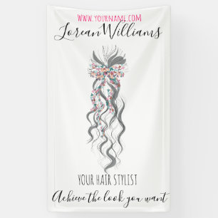 Cute Pastel Bride Wavy Hairstyle Hair Salon Floral Banner