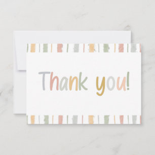 Cute Pastel Brush Strokes Stripes Baby Shower Thank You Card