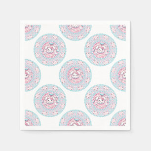 Cute Pastel Candy Kawaii Bunny Polka Dot Mandala Napkin