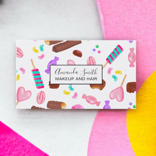 Cute pastel candy sweet illustration pattern business card