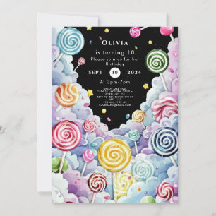 Cute Pastel Candyland Birthday Invitation