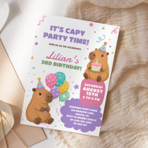 Cute Pastel Capybara Kids Birthday