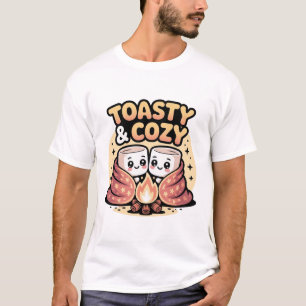 Cute pastel cartoon marshmallows cosy campfire T-Shirt