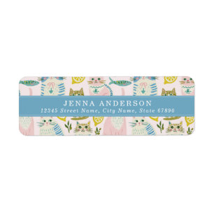 Cute Pastel Cat Address Label Return Address Label
