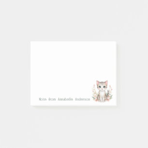 Cute Pastel Cat in Flowers Personalise Post-it Notes