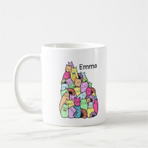 Cute Pastel Cat Pile Coffee Cup