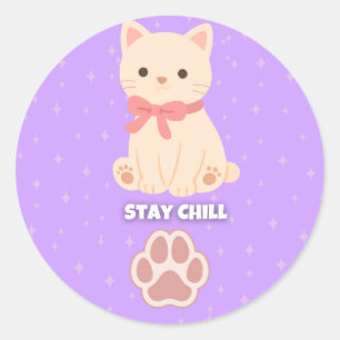 Cute Pastel Cat Stay Chill Sticker