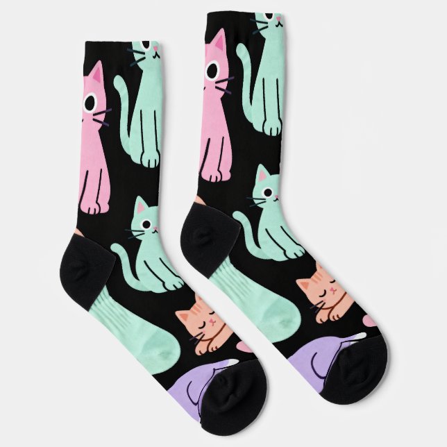 Cute Pastel Cats Crew Socks – Kitty (Right)