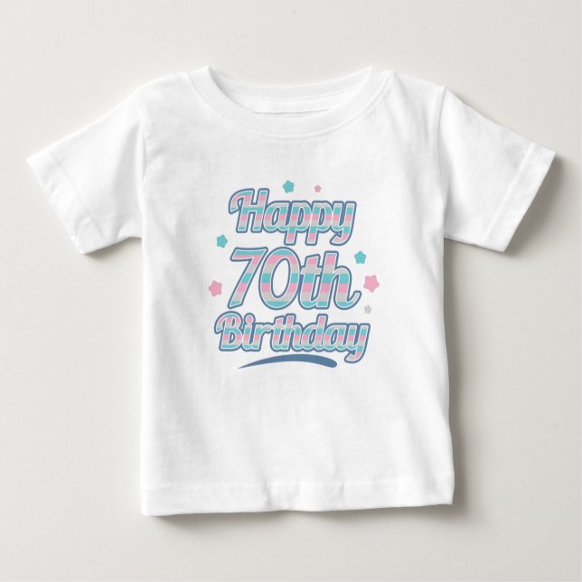 Cute Pastel Celebrating the 70th birthday Baby T-Shirt (Front)