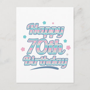 Cute Pastel Celebrating the 70th birthday Postcard