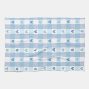 Cute Pastel Chequered Love Design Tea Towel