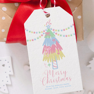 Cute Pastel Christmas tree Merry Christmas Gift Tags