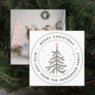 Cute Pastel Christmas Tree Photo Holiday Card 