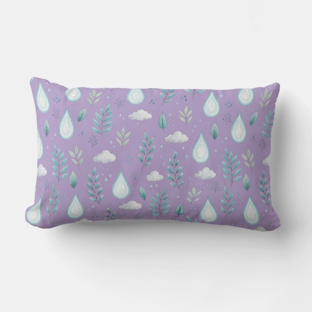 Cute Pastel Cloud Pattern Throw Pillow" Lumbar Cushion (Front)