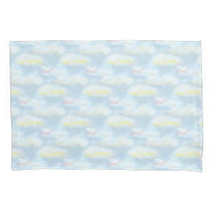 Cute Pastel Clouds on Light Blue Pillowcase