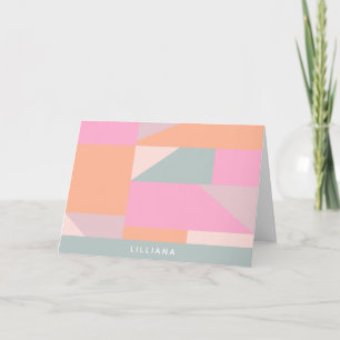 Cute Pastel Colour Block Geometric Personalised Card