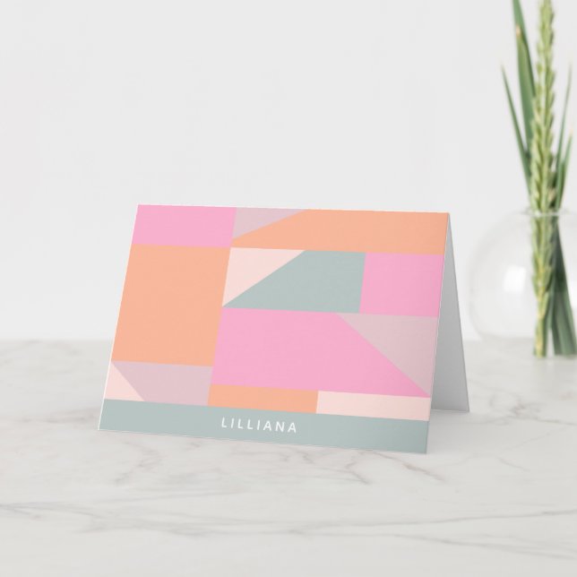 Cute Pastel Colour Block Geometric Personalised Card (Front)
