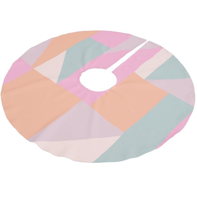 Cute Pastel Colour Block Geometric Pink Lilac Peac Brushed Polyester Tree Skirt (Angled)