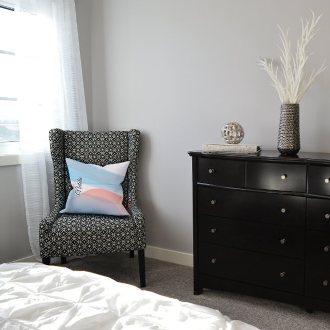 Cute pastel colour blue coral name Throw Pillow (Creator Uploaded)