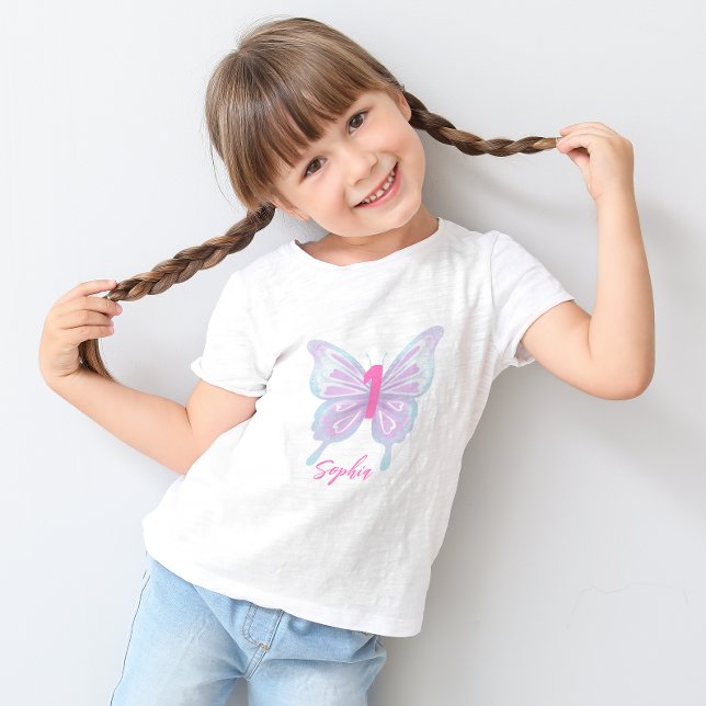 Cute Pastel Colour Butterfly Birthday Toddler T-Shirt (Creator Uploaded)