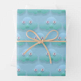 Cute Pastel Colour Cloudy Design Wrapping Paper Sheet
