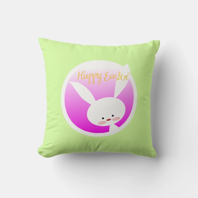 Cute Pastel Colour Easter Bunny Happy Easter Cushion (Front)