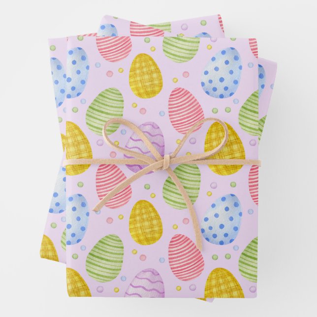 Cute Pastel Colour Easter Eggs  Wrapping Paper Sheet (In situ)