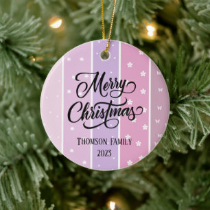 Cute Pastel colour Family Name Christmas  Ceramic Ornament