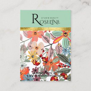 Cute pastel colour pink flower Earring Display Business Card