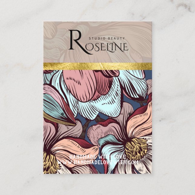 Cute pastel colour pink flower Earring Display Business Card (Front)