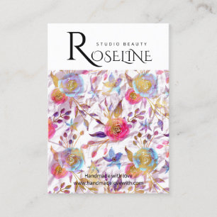 Cute pastel colour purple flower Earring Display Business Card