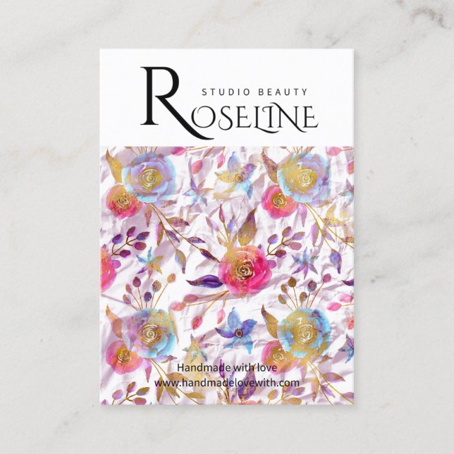 Cute pastel colour purple  flower Earring Display Business Card (Front)